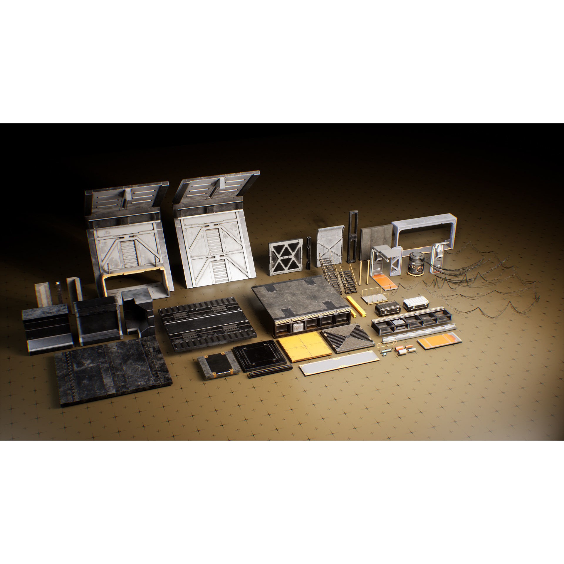 Sci-Fi Hangar - Low-Poly Game-Ready 3D Model