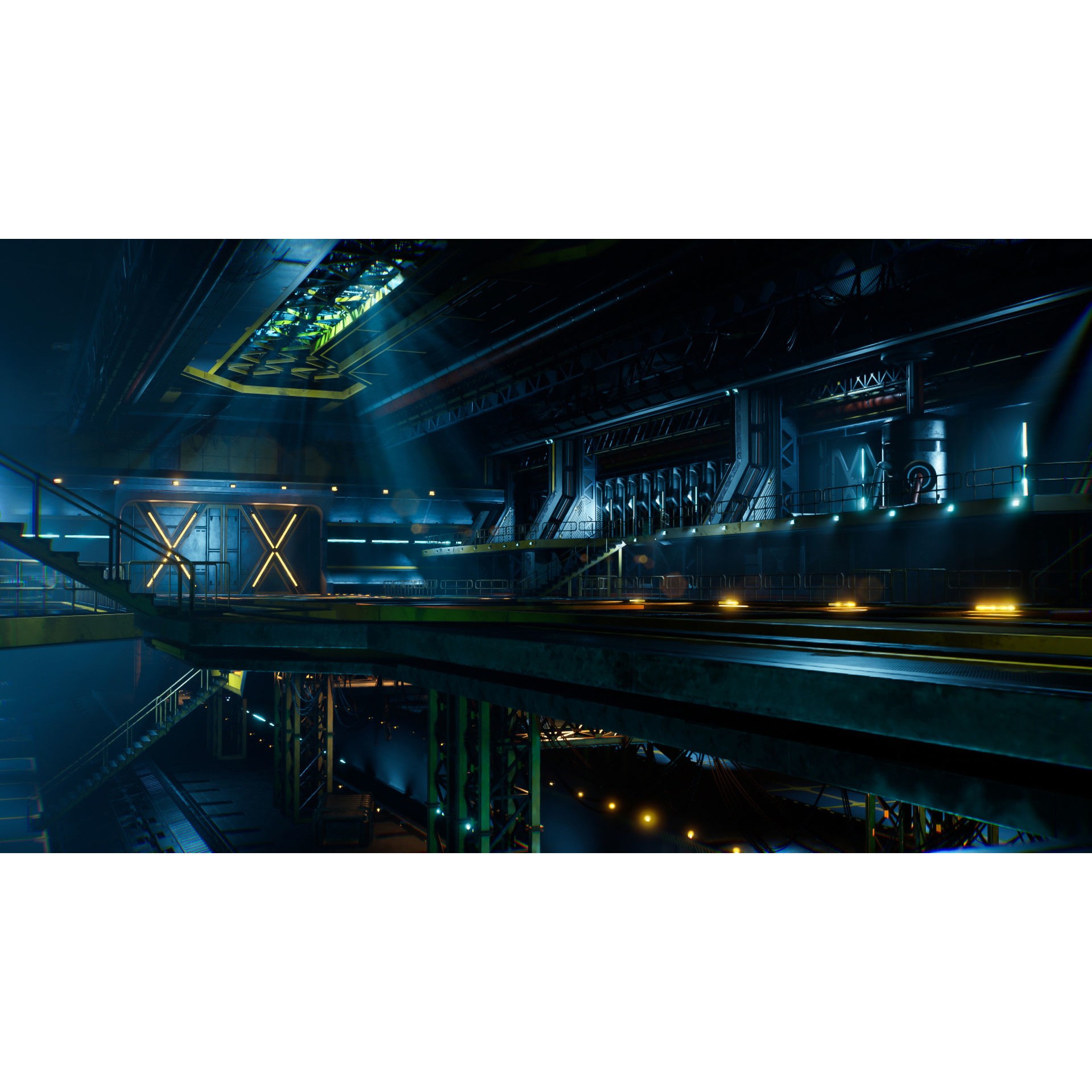 Sci-Fi Hangar - Low-Poly Game-Ready 3D Model - View 10