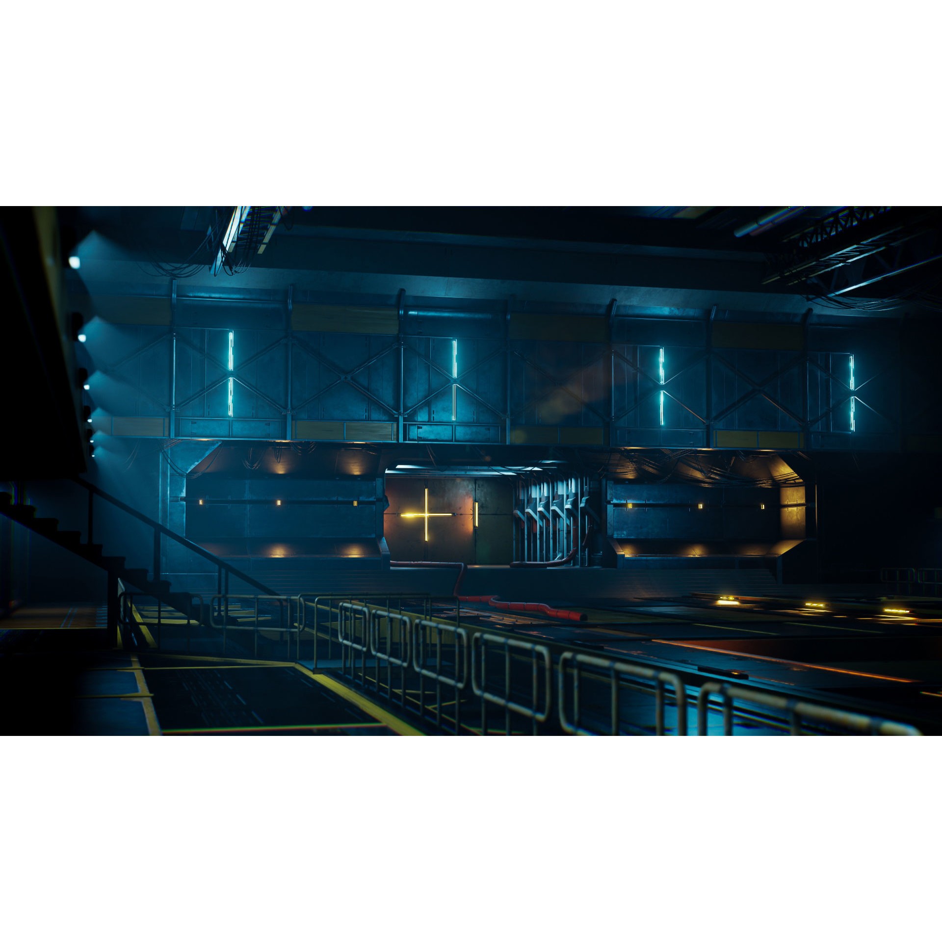 Sci-Fi Hangar - Low-Poly Game-Ready 3D Model - View 12