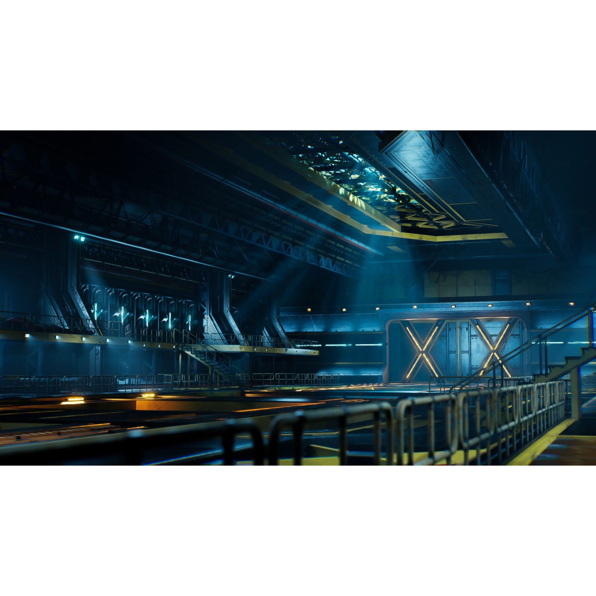 Sci-Fi Hangar - Low-Poly Game-Ready 3D Model - View 8