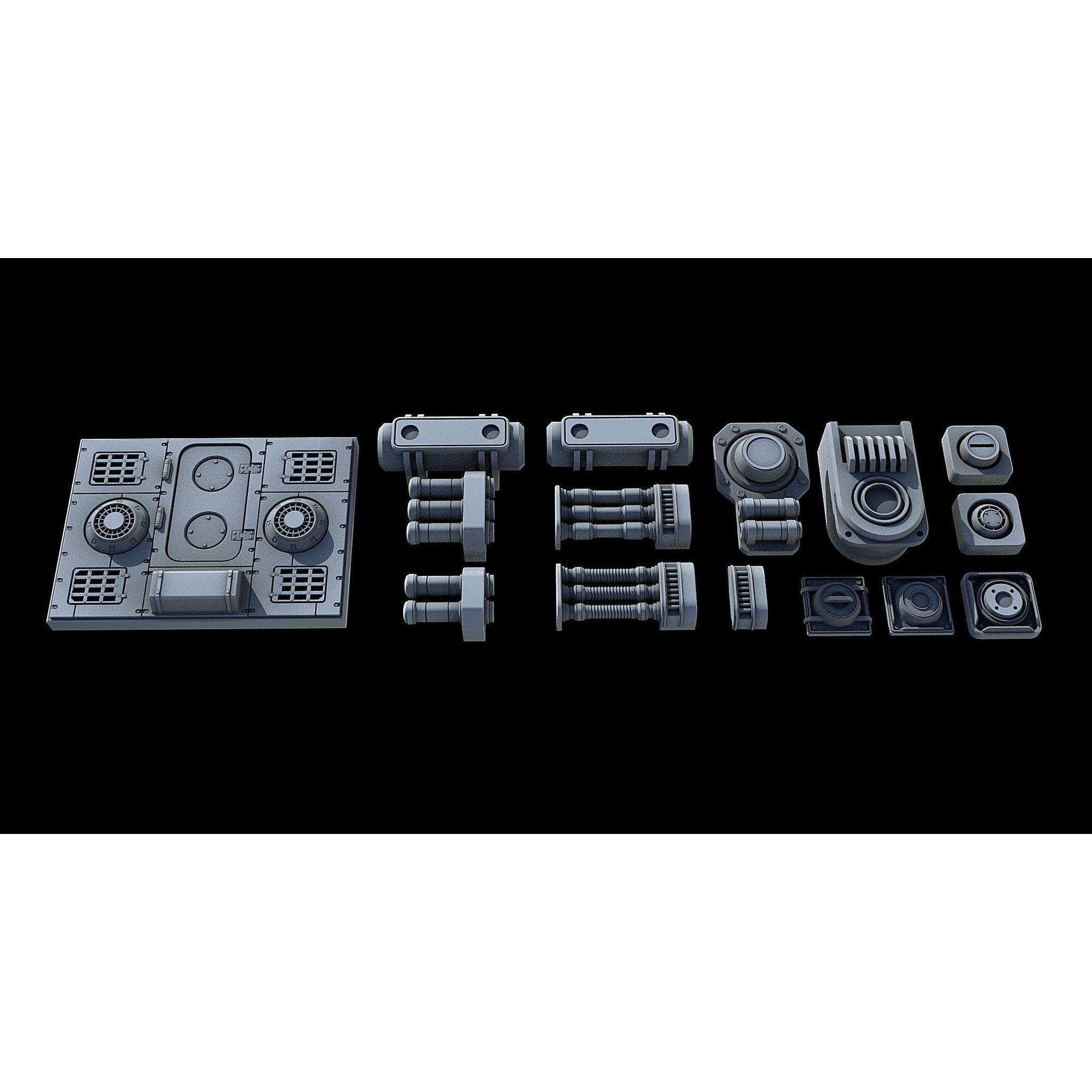 Sci-Fi KitBash and Props Pack - Game-Ready 3D Model