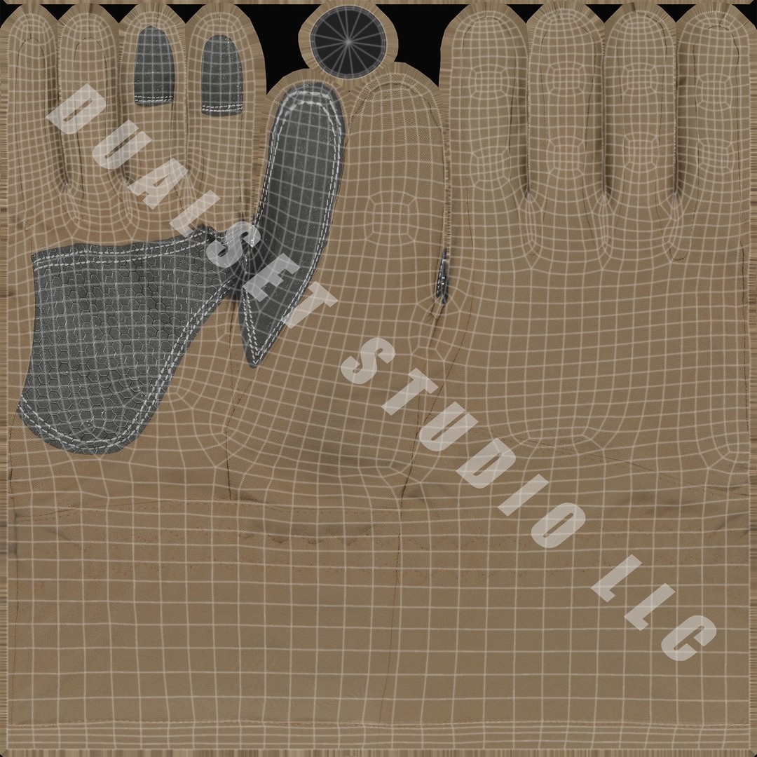 Winter Gloves 3D Model – Low Poly Game Asset, FBX & OBJ Formats