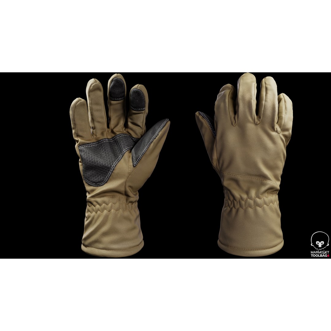 Winter Gloves 3D Model – Low Poly Game Asset, FBX & OBJ Formats - View 4