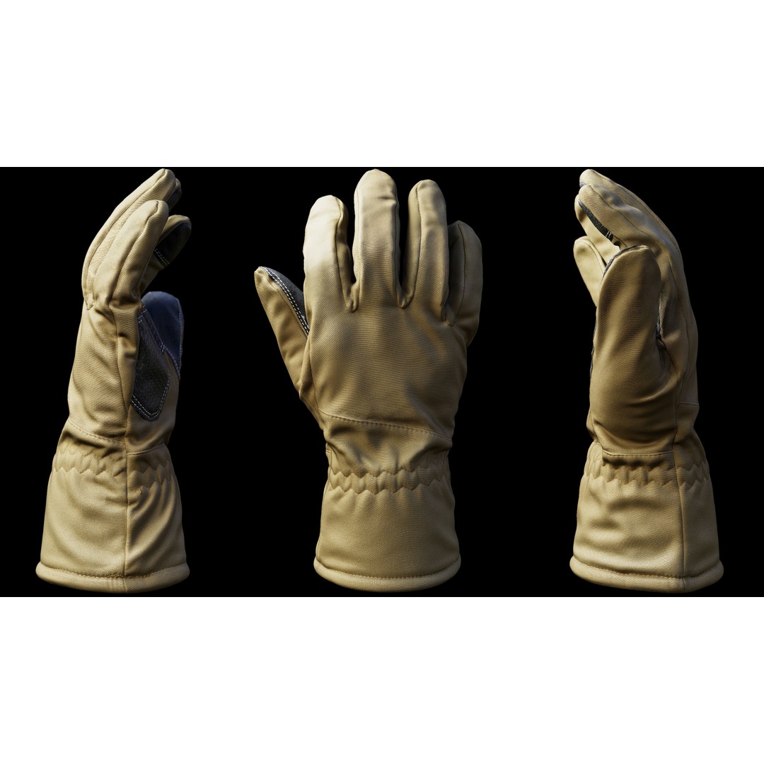 Winter Gloves 3D Model – Low Poly Game Asset, FBX & OBJ Formats - View 9