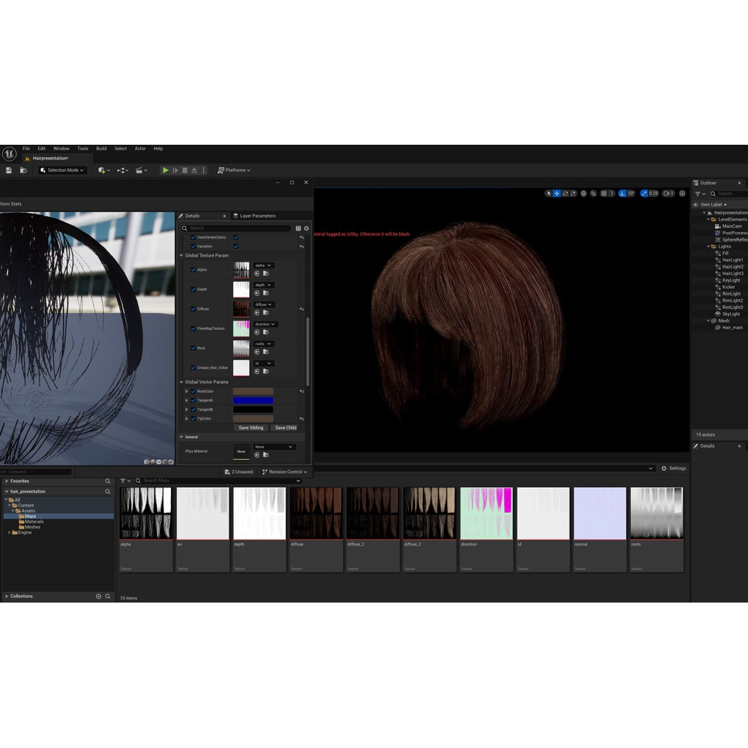 Bob Female Hair 3D Model – Low Poly Game Asset, FBX, PBR - View 10