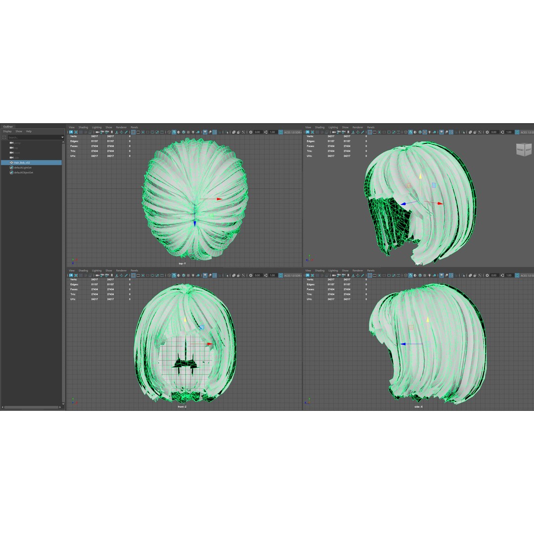 Bob Female Hair 3D Model – Low Poly Game Asset, FBX, PBR - View 8
