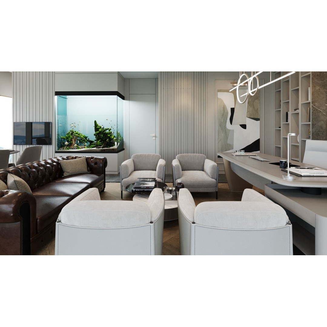 Modern Office 3D Model – Contemporary Interior Design, FBX, OBJ - View 21