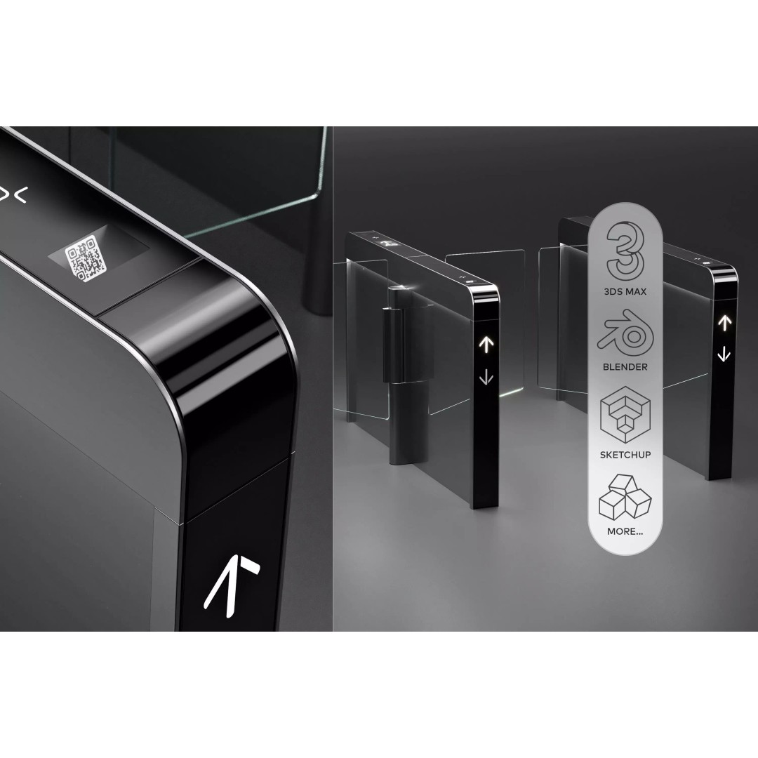 Kone Turnstile 1000 3D Model – High Detail Security Fixture, FBX, Blender - View 2