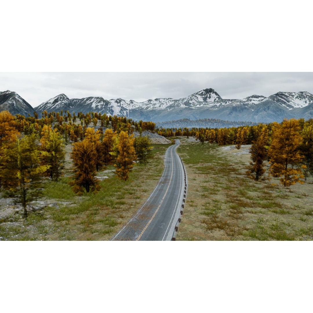 Winding Mountain Road 3D Model – Low Poly Scenic Asset, Blender, FBX - View 10