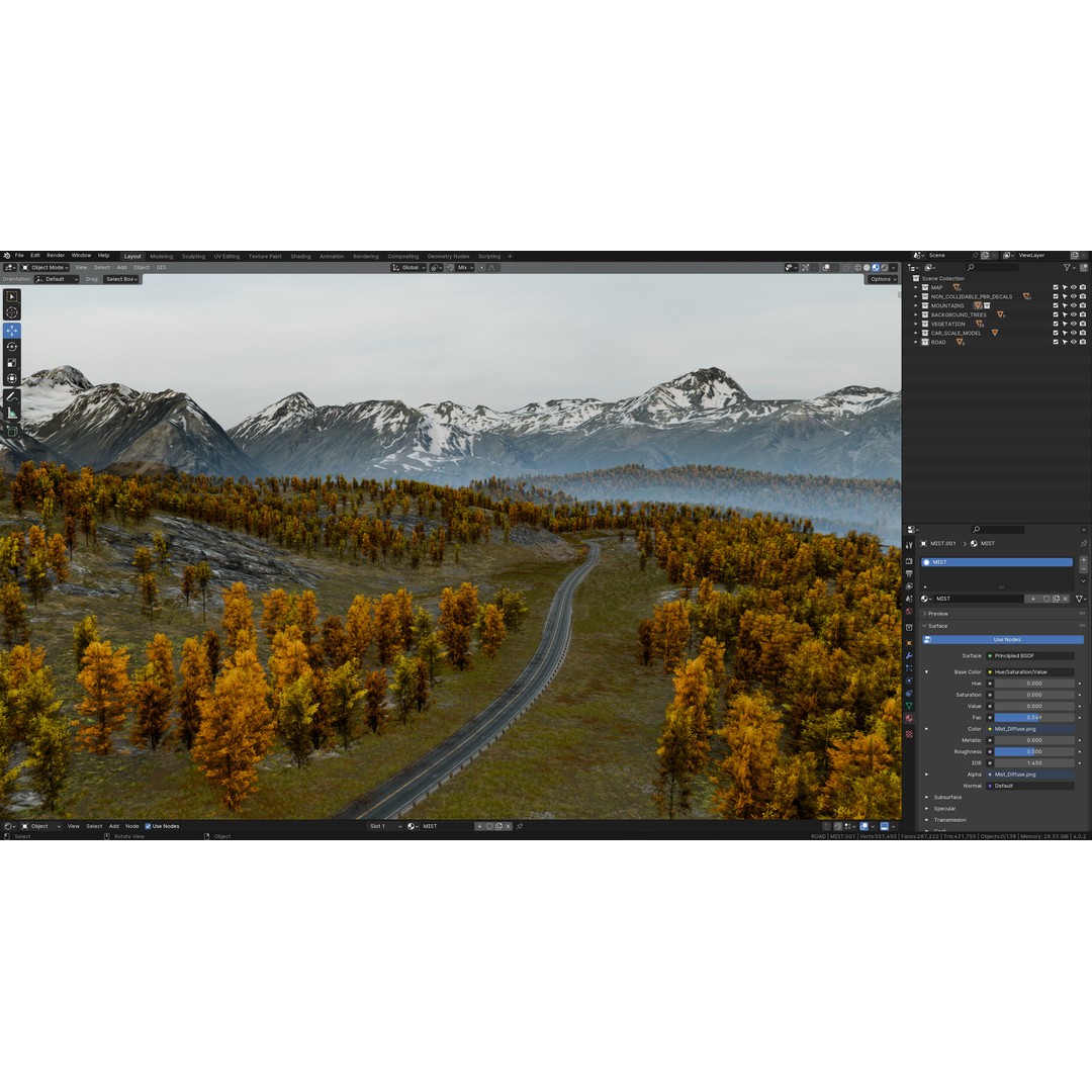 Winding Mountain Road 3D Model – Low Poly Scenic Asset, Blender, FBX - View 3
