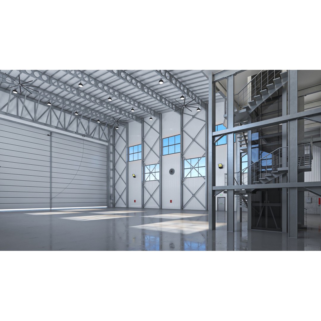 Hangar 3D Model – High-Quality Textured Aircraft Facility, PBR - View 14
