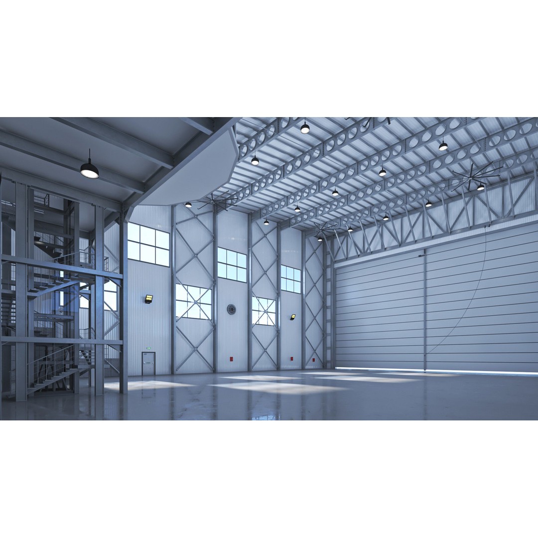 Hangar 3D Model – High-Quality Textured Aircraft Facility, PBR - View 16