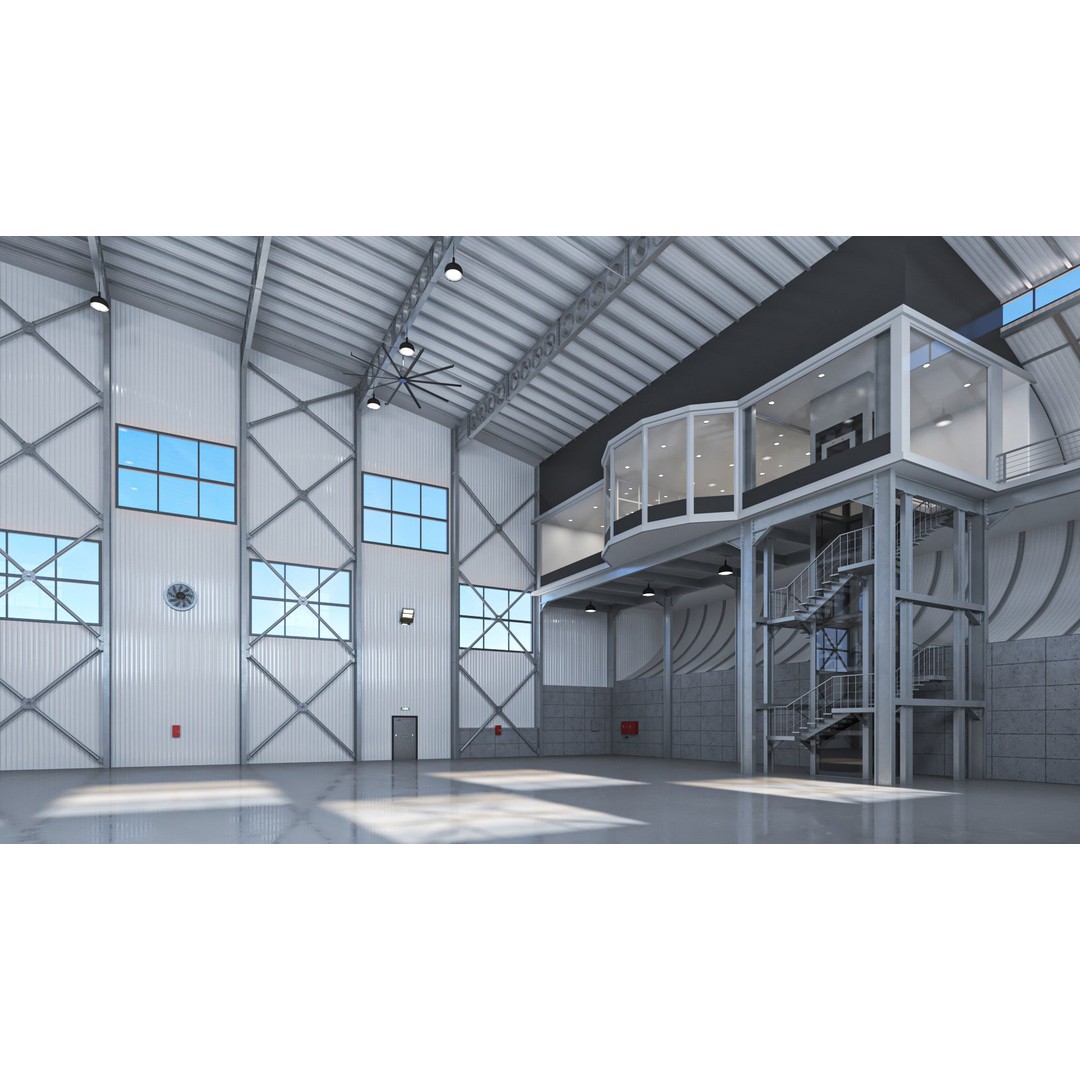 Hangar 3D Model – High-Quality Textured Aircraft Facility, PBR - View 17