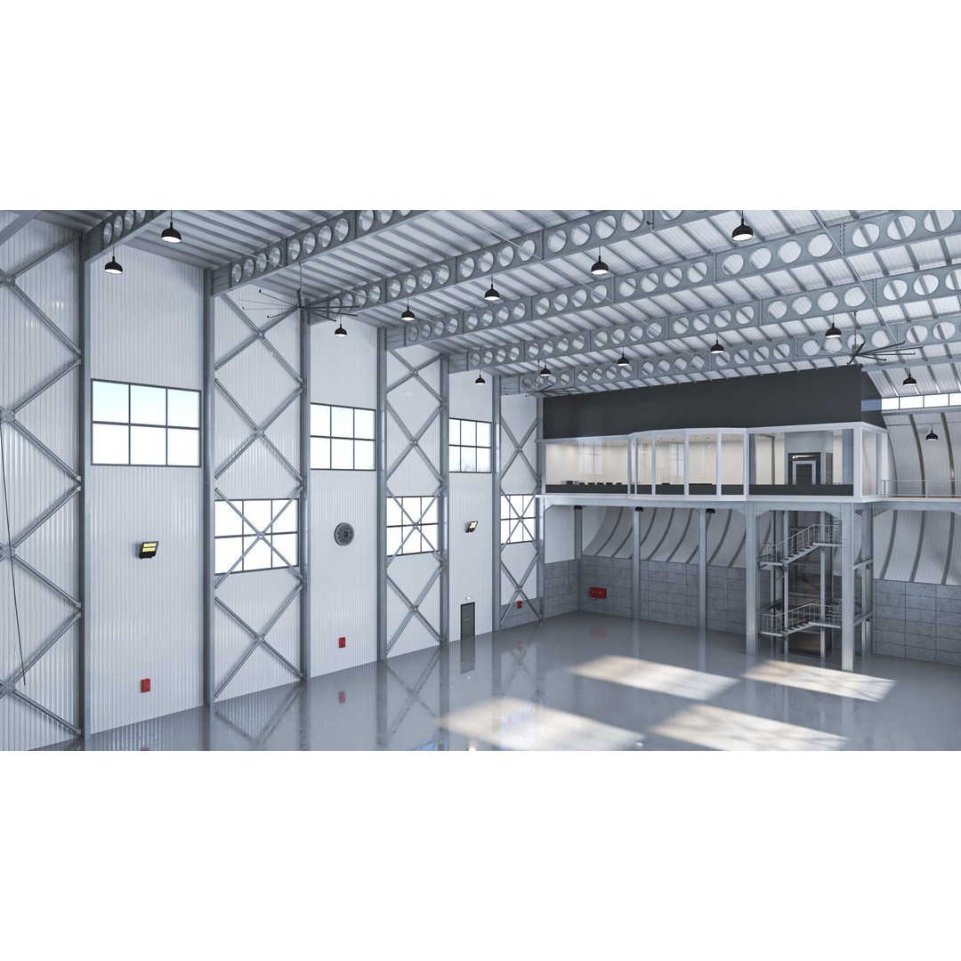 Hangar 3D Model – High-Quality Textured Aircraft Facility, PBR - View 20