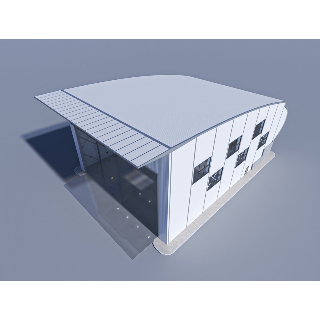 Hangar 3D Model – High-Quality Textured Aircraft Facility, PBR - View 23