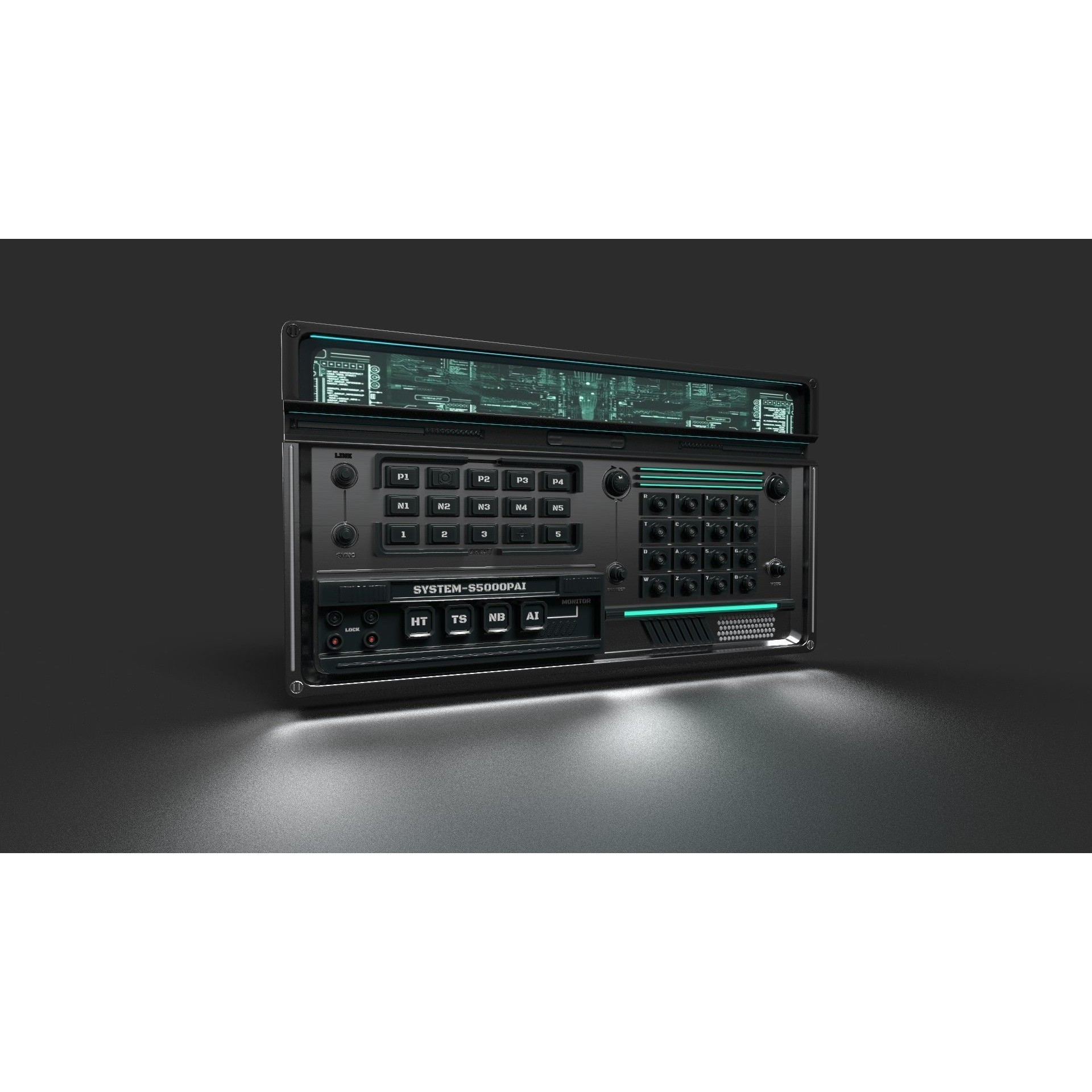 Sci Fi Interior Station Control Panel - Game-Ready 3D Model