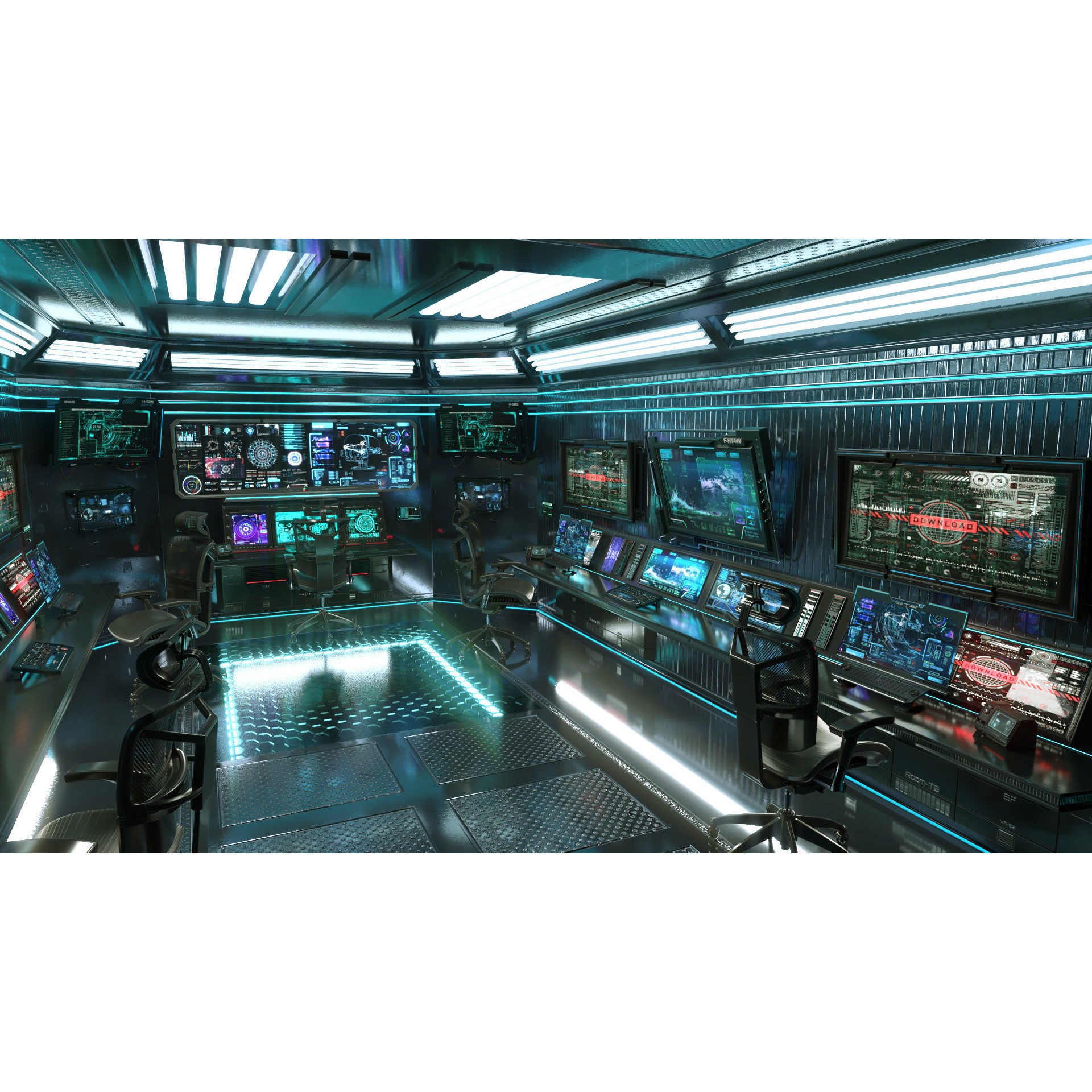 Sci Fi Interior Station Control Panel - Game-Ready 3D Model - View 11