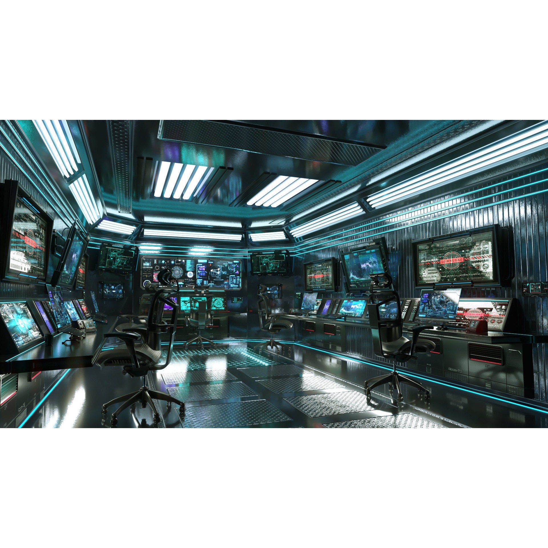 Sci Fi Interior Station Control Panel - Game-Ready 3D Model - View 12