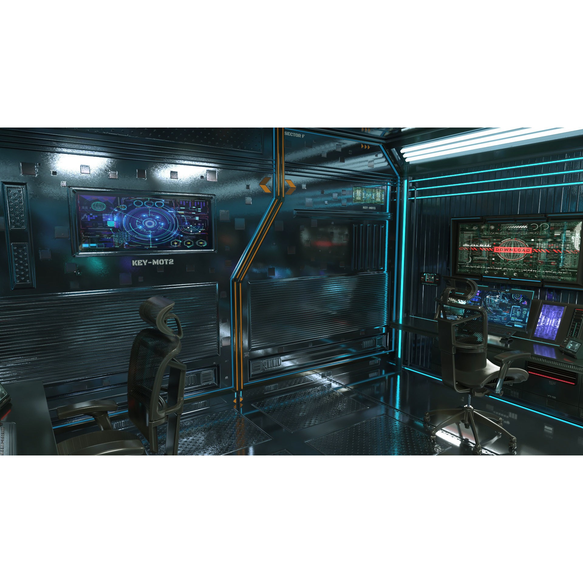 Sci Fi Interior Station Control Panel - Game-Ready 3D Model - View 15