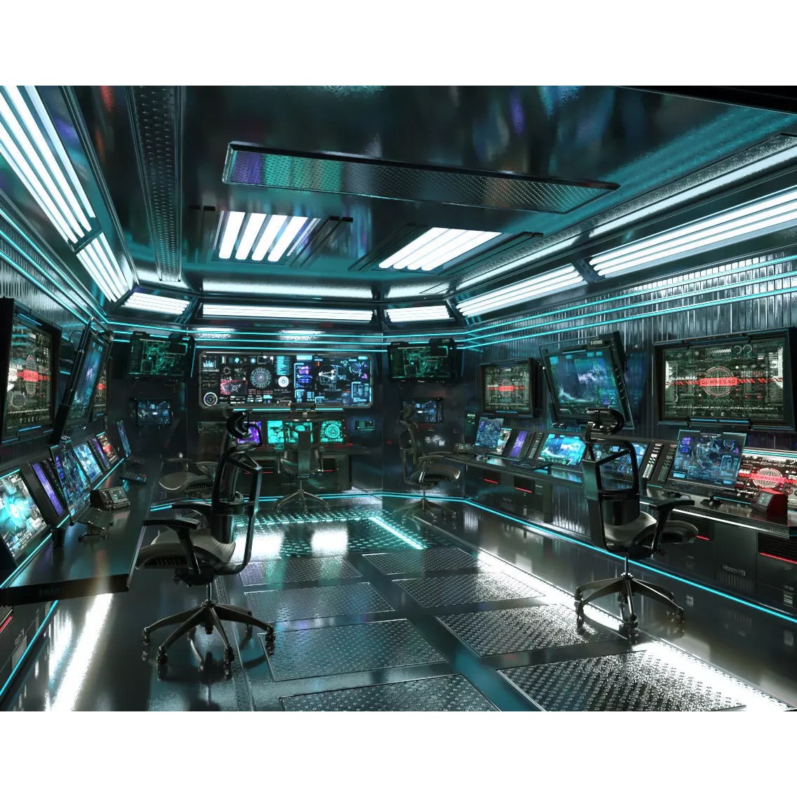 Sci Fi Interior Station Control Panel - Game-Ready 3D Model - View 2