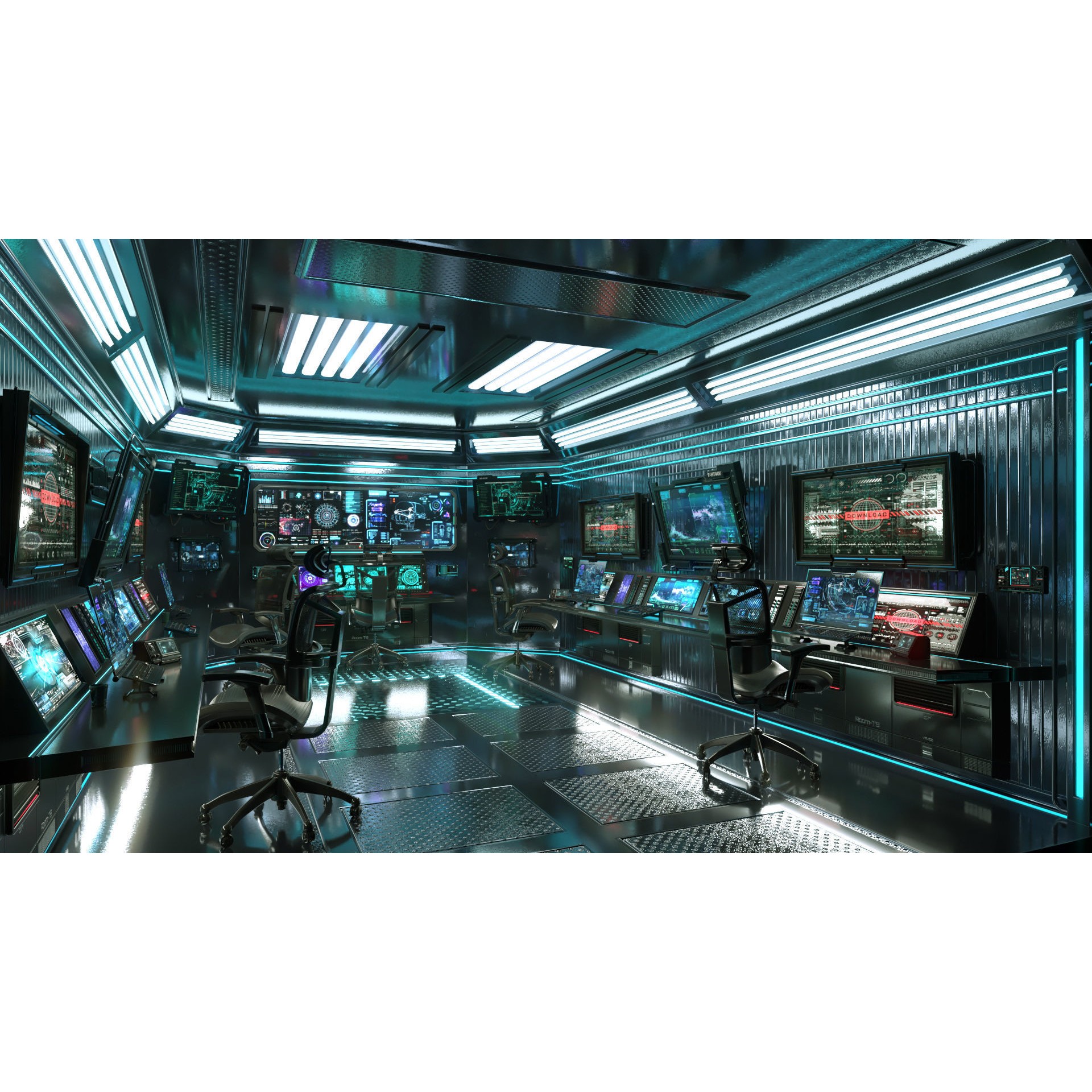 Sci Fi Interior Station Control Panel - Game-Ready 3D Model - View 3