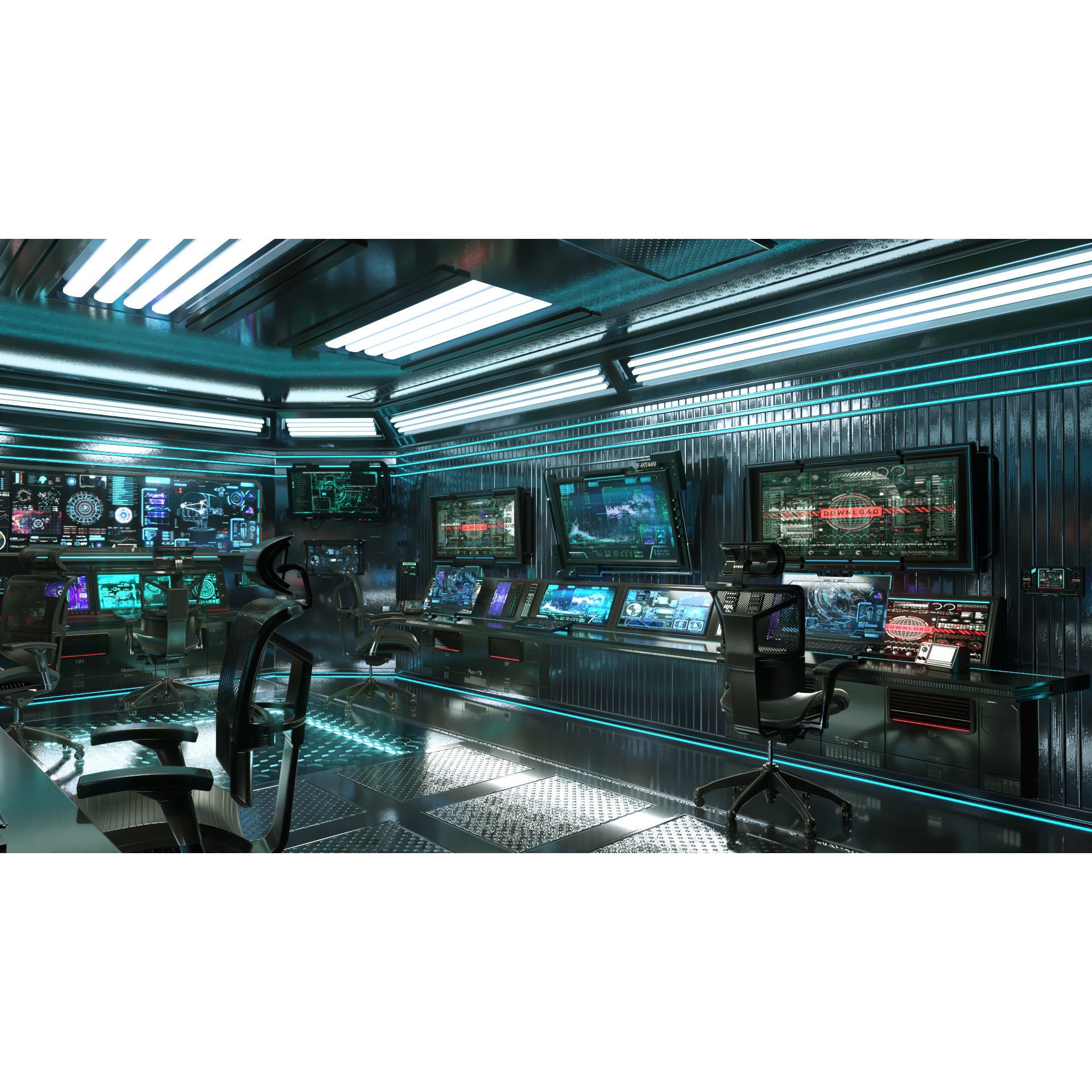 Sci Fi Interior Station Control Panel - Game-Ready 3D Model - View 5