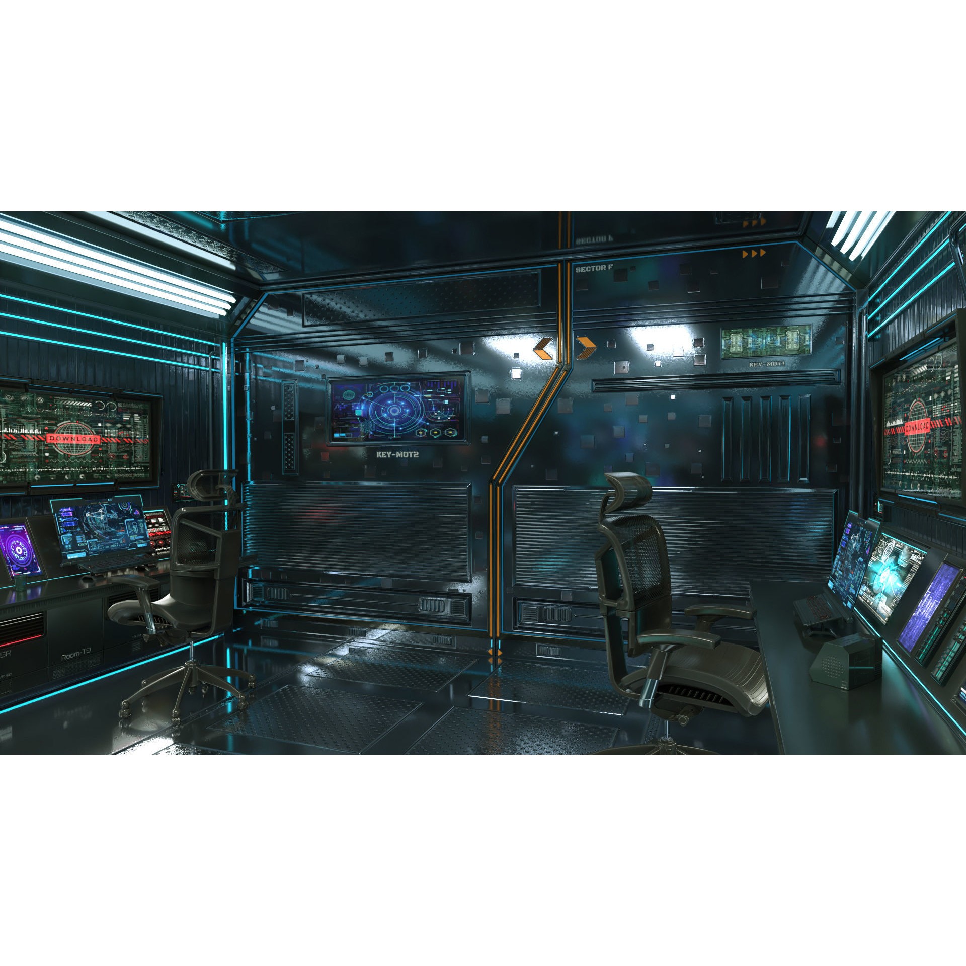Sci Fi Interior Station Control Panel - Game-Ready 3D Model - View 6