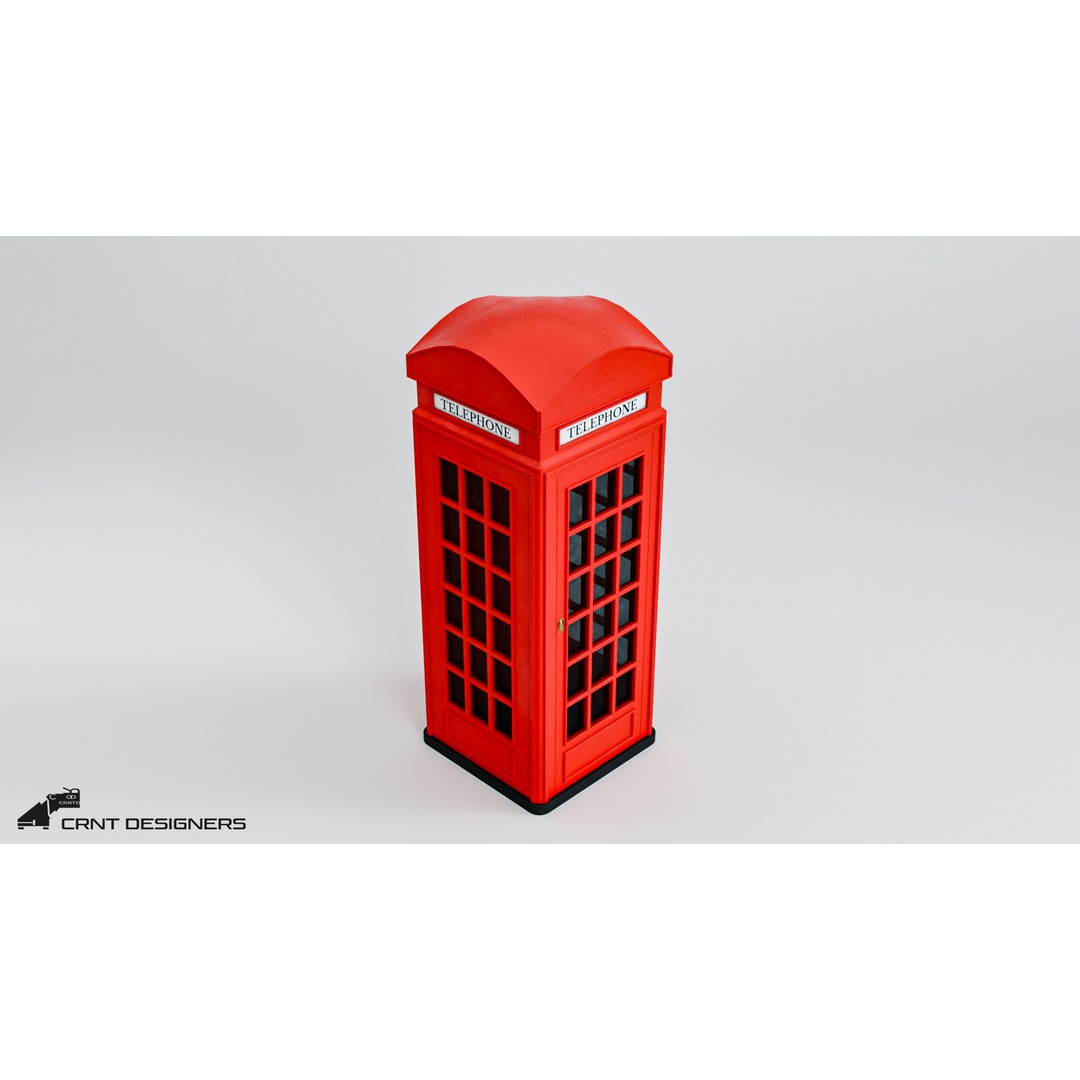 Telephone Booth 3D Model – Low Poly PBR Game Asset, FBX, OBJ - View 10