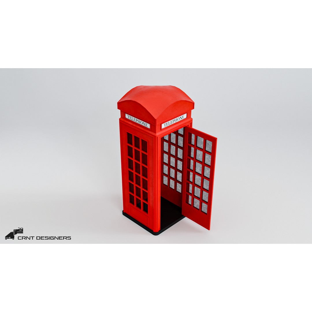 Telephone Booth 3D Model – Low Poly PBR Game Asset, FBX, OBJ - View 11