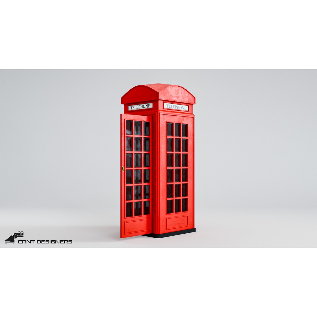 Telephone Booth 3D Model – Low Poly PBR Game Asset, FBX, OBJ - View 12