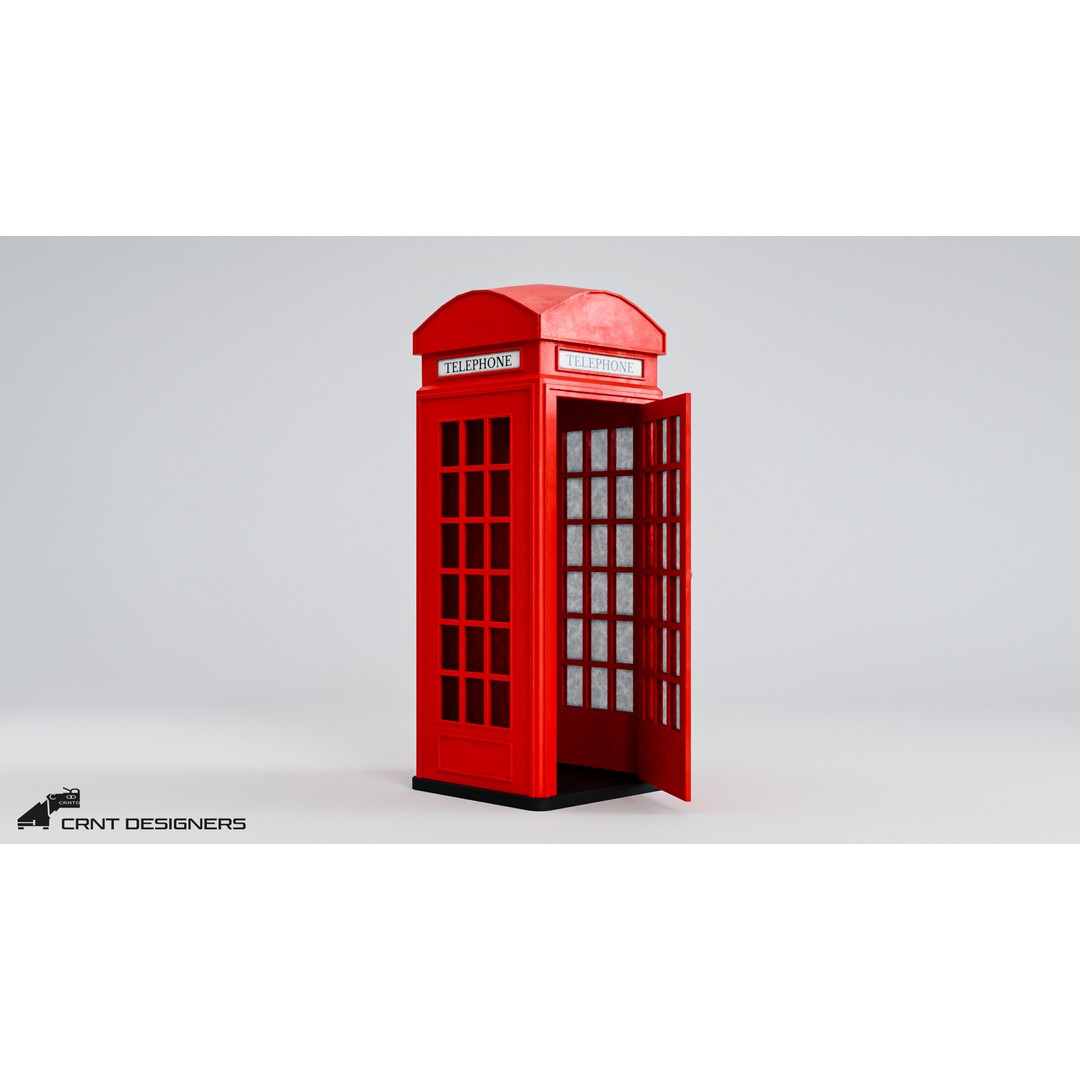 Telephone Booth 3D Model – Low Poly PBR Game Asset, FBX, OBJ - View 13