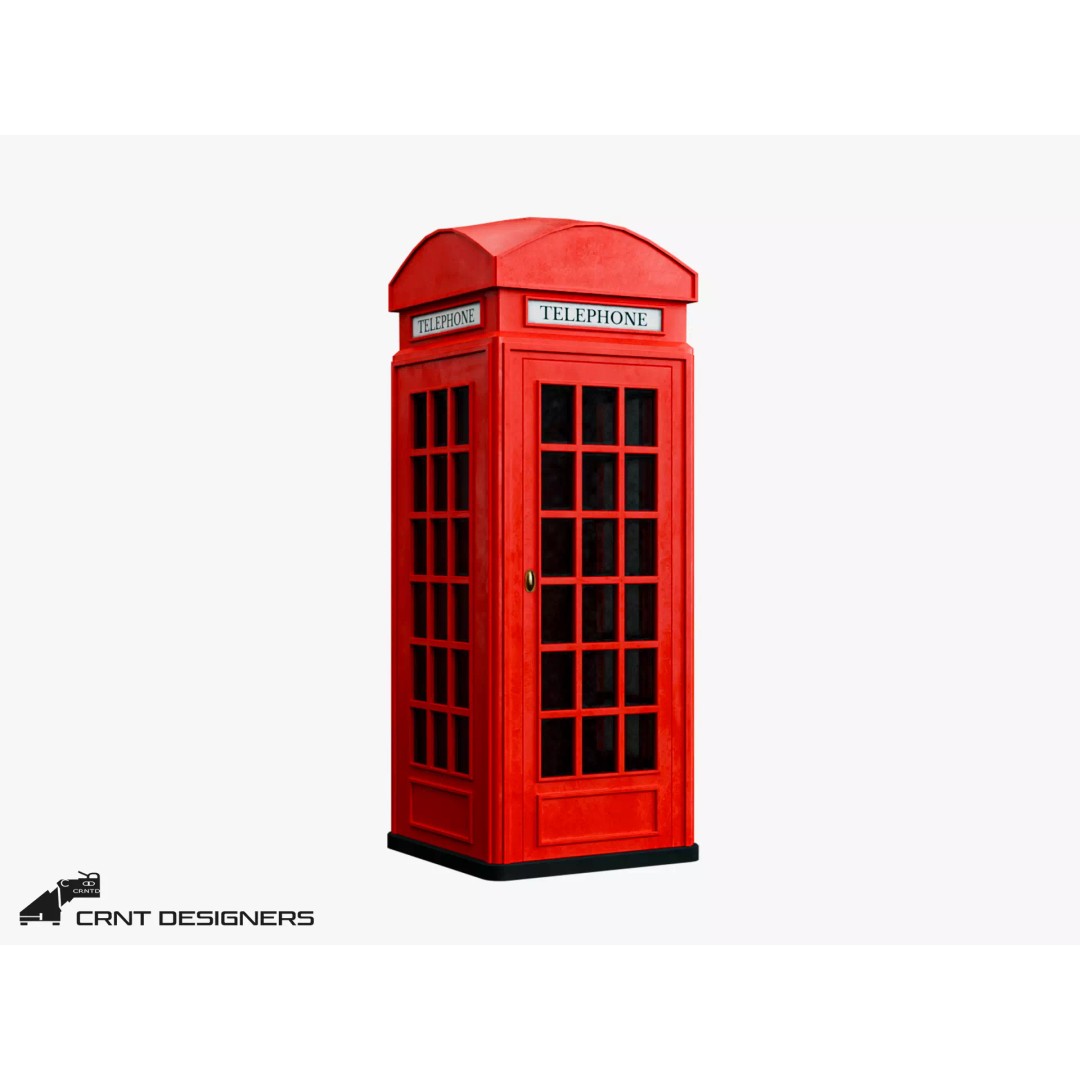 Telephone Booth 3D Model – Low Poly PBR Game Asset, FBX, OBJ - View 2