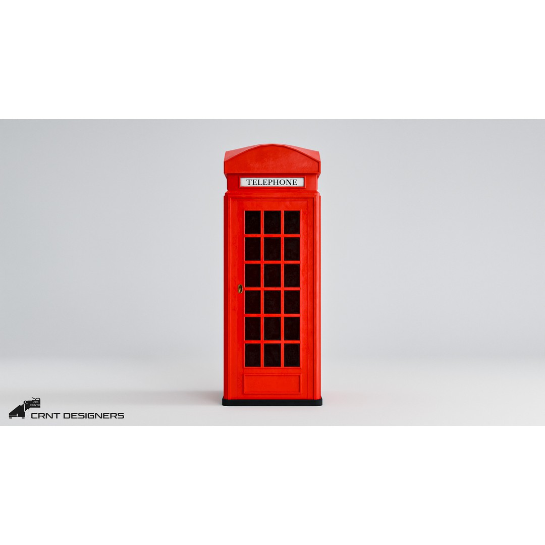 Telephone Booth 3D Model – Low Poly PBR Game Asset, FBX, OBJ - View 3