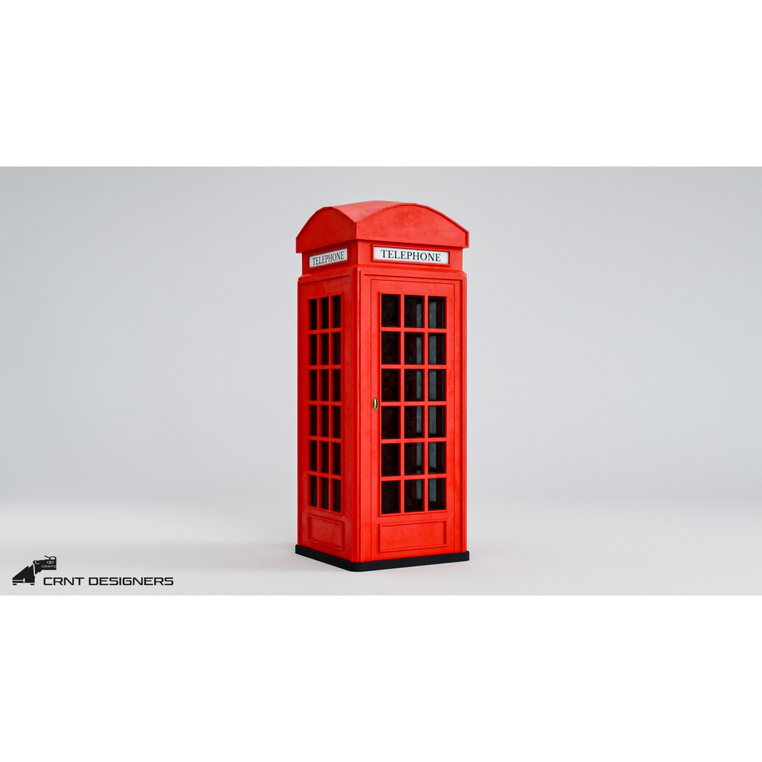 Telephone Booth 3D Model – Low Poly PBR Game Asset, FBX, OBJ - View 5