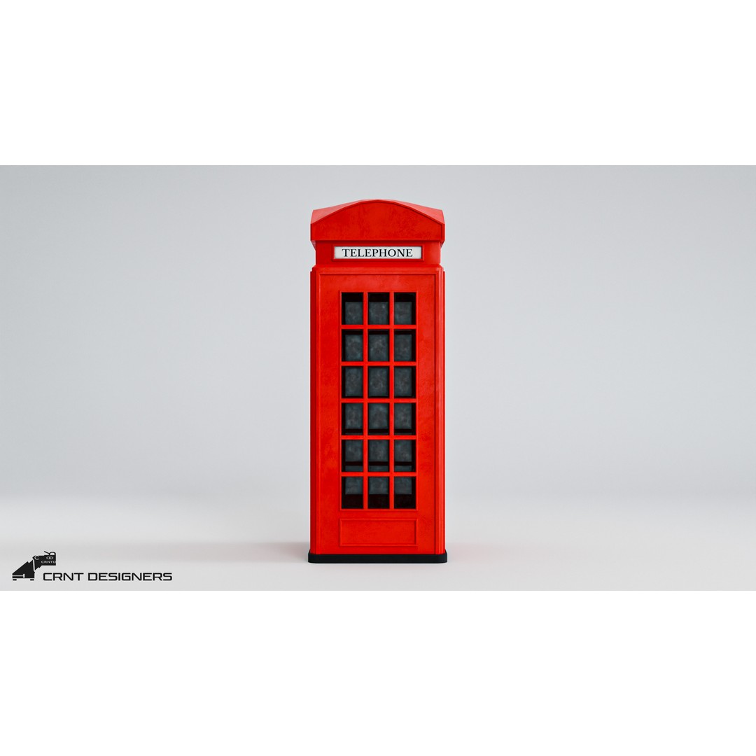 Telephone Booth 3D Model – Low Poly PBR Game Asset, FBX, OBJ - View 7