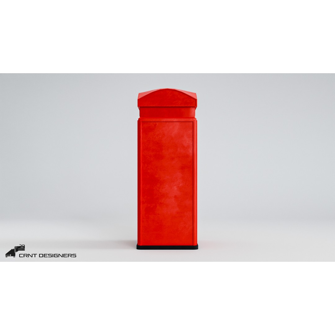 Telephone Booth 3D Model – Low Poly PBR Game Asset, FBX, OBJ - View 8