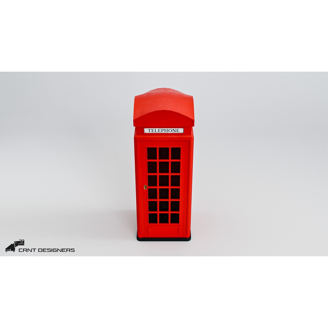 Telephone Booth 3D Model – Low Poly PBR Game Asset, FBX, OBJ - View 9