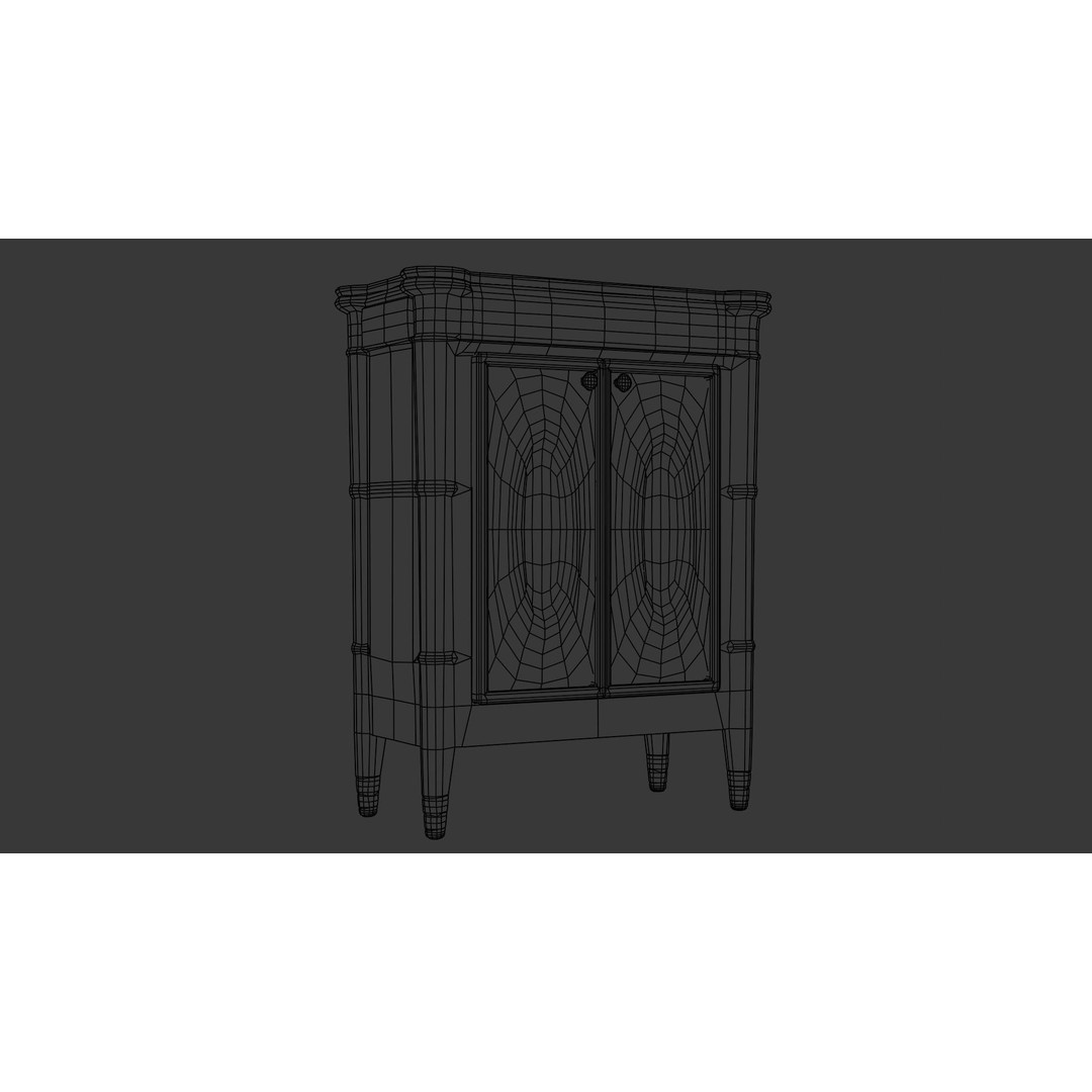 Wooden Antique Dresser 3D Model – Low Poly Vintage Furniture, FBX - View 5