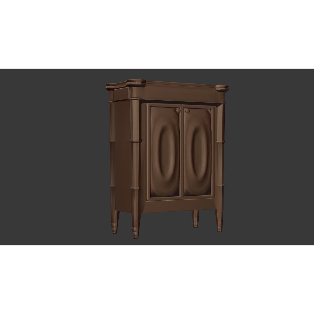 Wooden Antique Dresser 3D Model – Low Poly Vintage Furniture, FBX - View 6