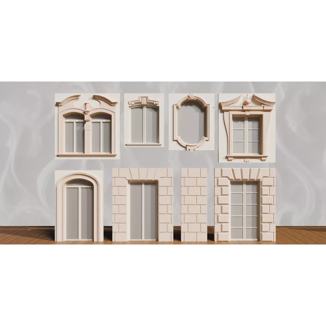 Classical European Architectural Assets 3D Model – Low Poly PBR, Blender, FBX - View 6