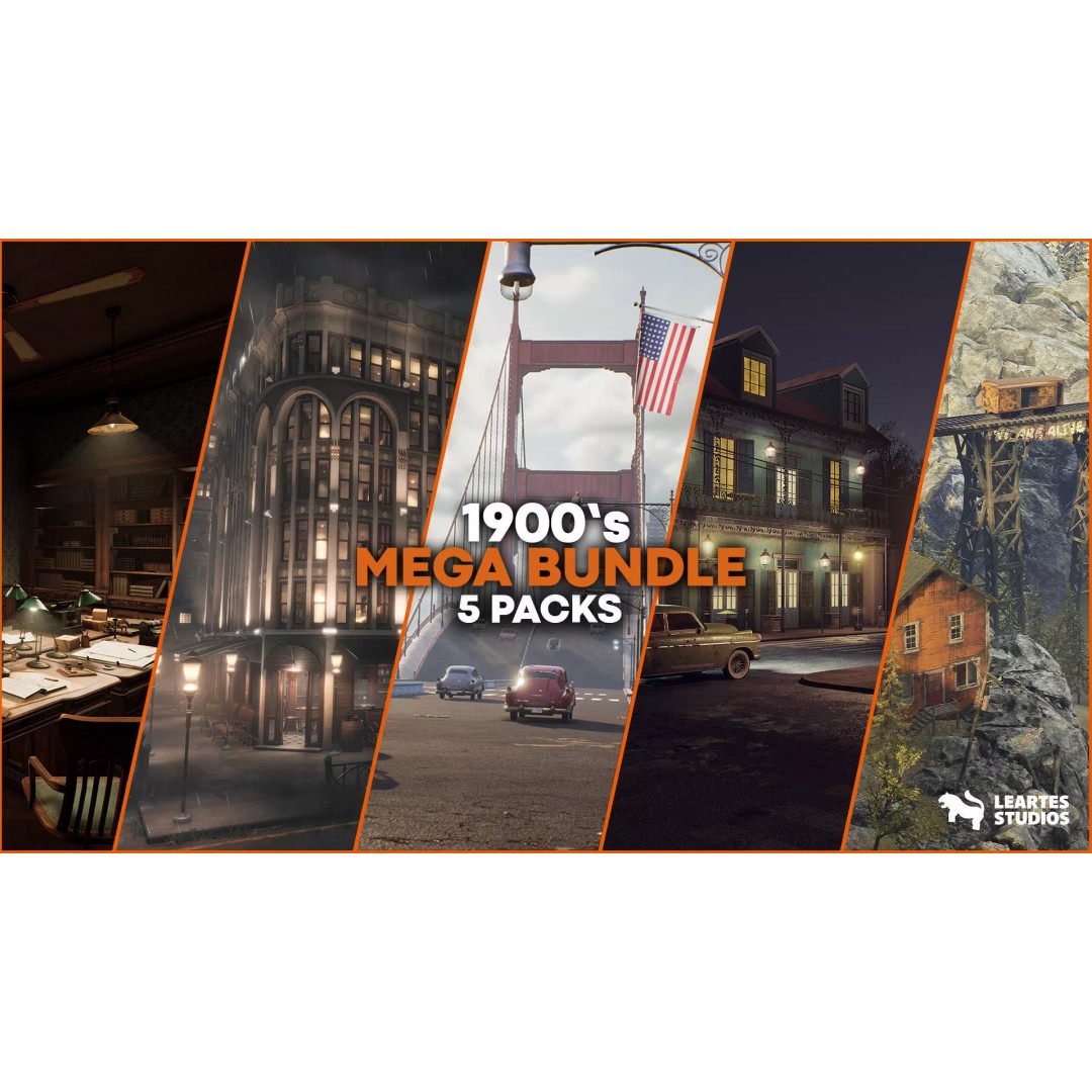 1900s Environments Mega Bundle 3D Model – Low Poly Game Ready Assets - View 2