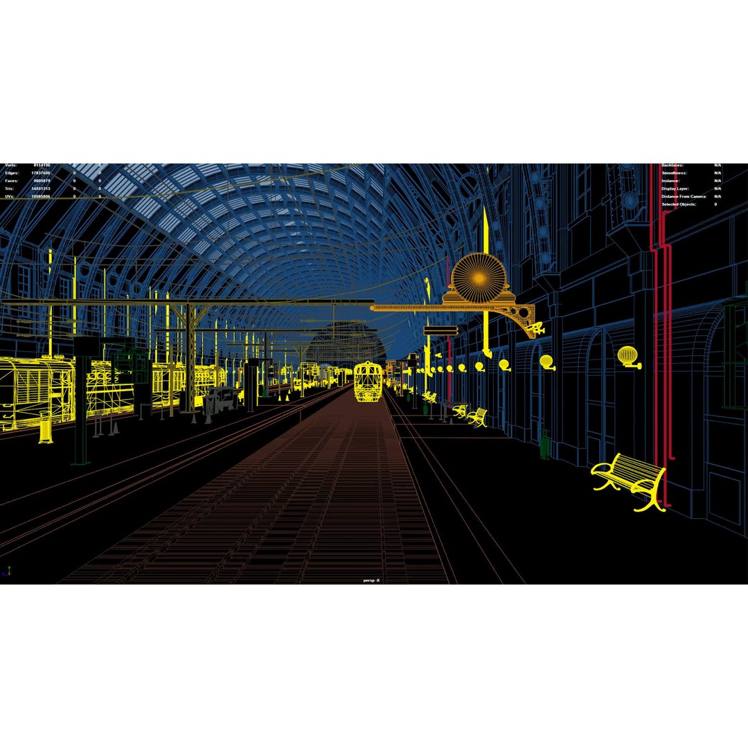 Realistic Railway Station 3D Model – King's Cross Style, FBX, Game-Ready