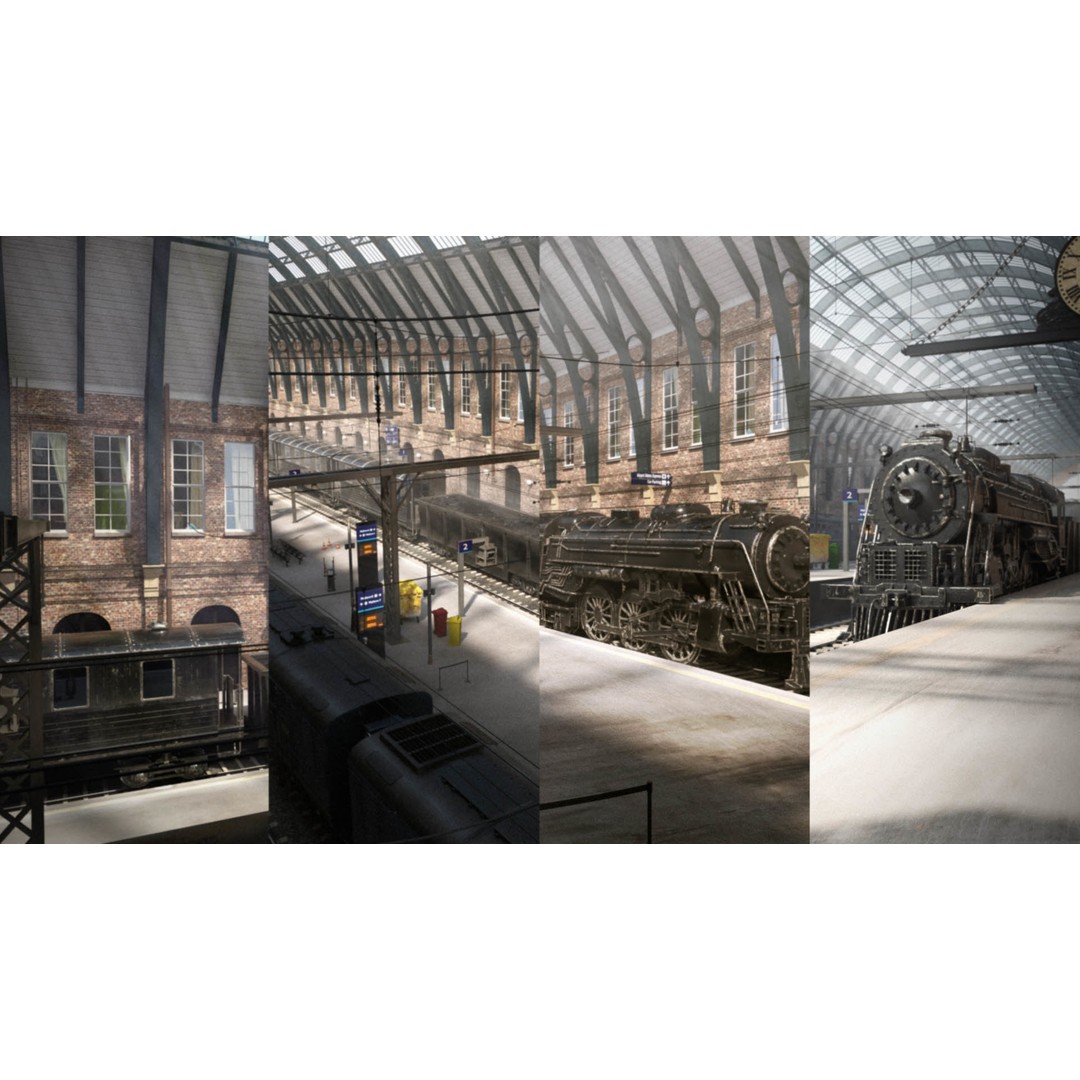 Realistic Railway Station 3D Model – King's Cross Style, FBX, Game-Ready - View 4