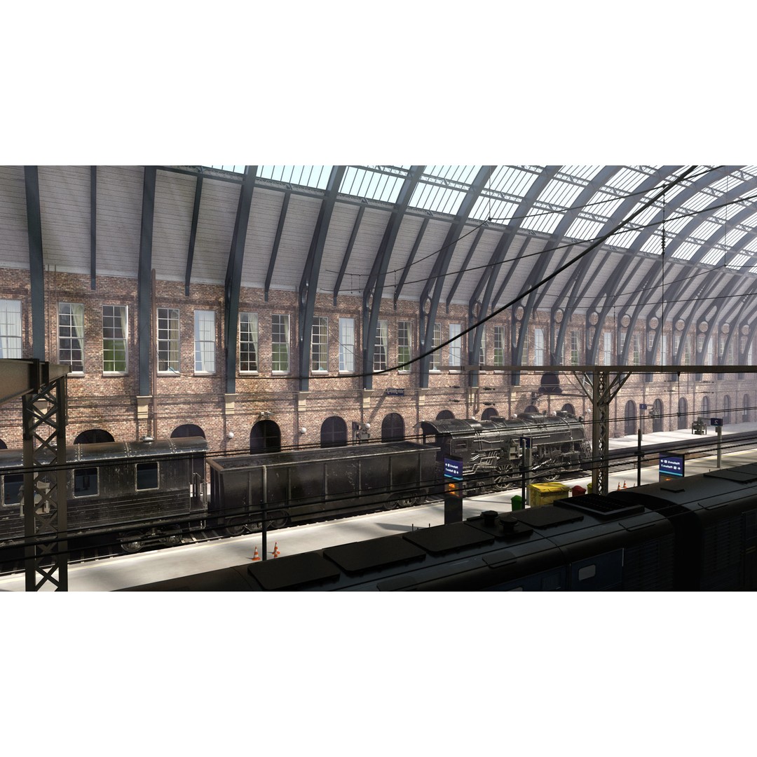 Realistic Railway Station 3D Model – King's Cross Style, FBX, Game-Ready - View 6
