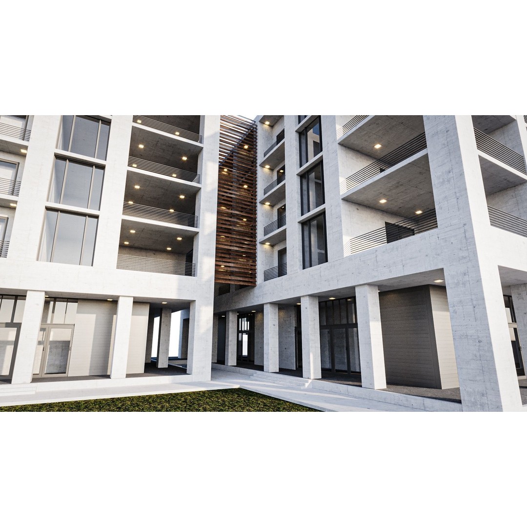 Apartment Building 3D Model – High Poly PBR Asset, FBX & Blender - View 10