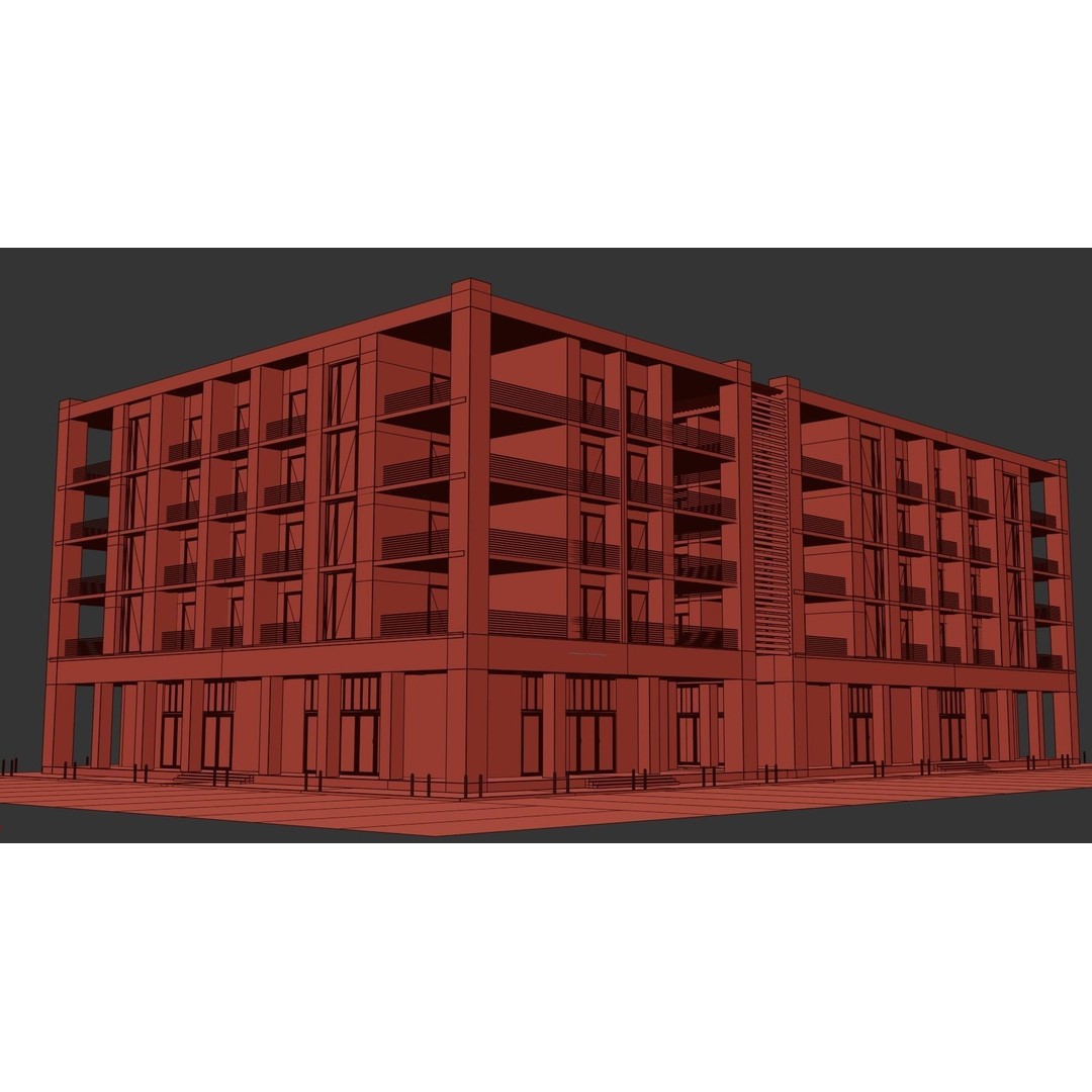 Apartment Building 3D Model – High Poly PBR Asset, FBX & Blender - View 19