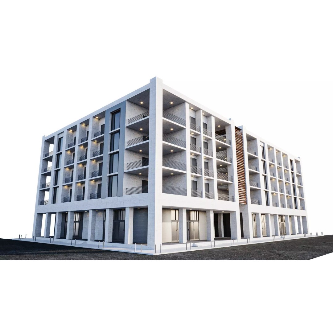 Apartment Building 3D Model – High Poly PBR Asset, FBX & Blender - View 2