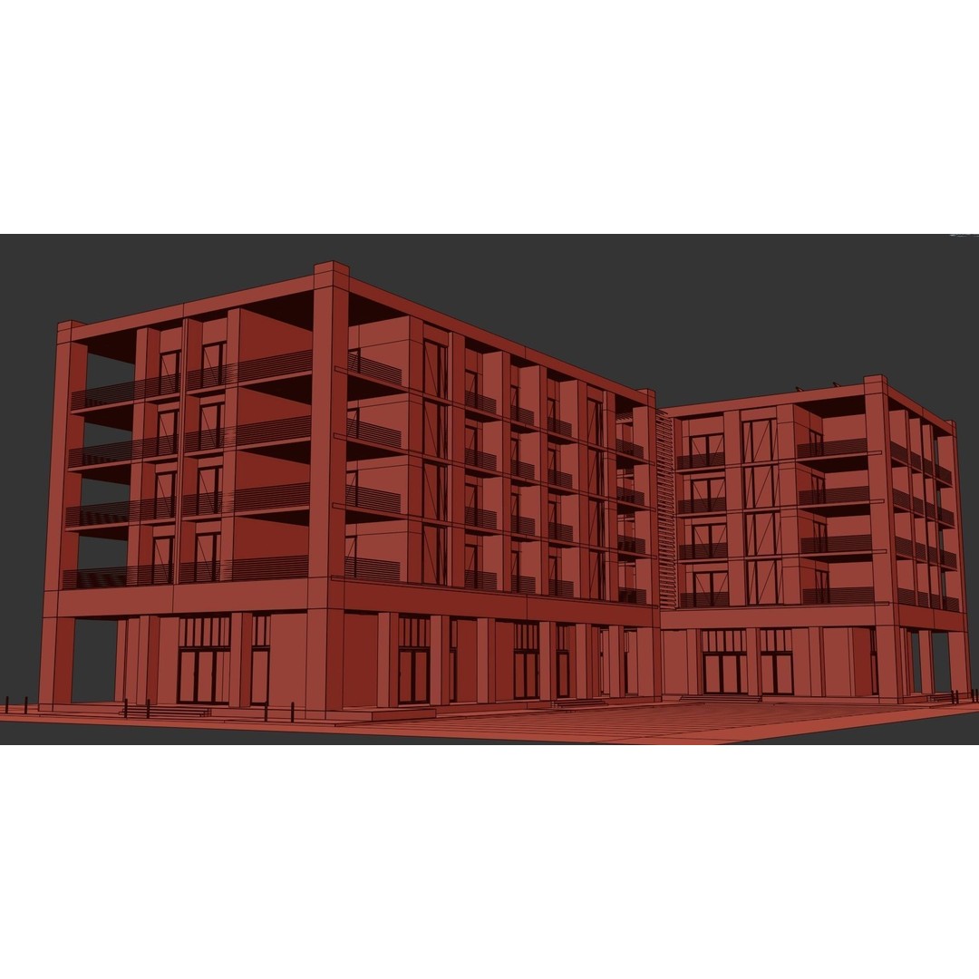 Apartment Building 3D Model – High Poly PBR Asset, FBX & Blender - View 21