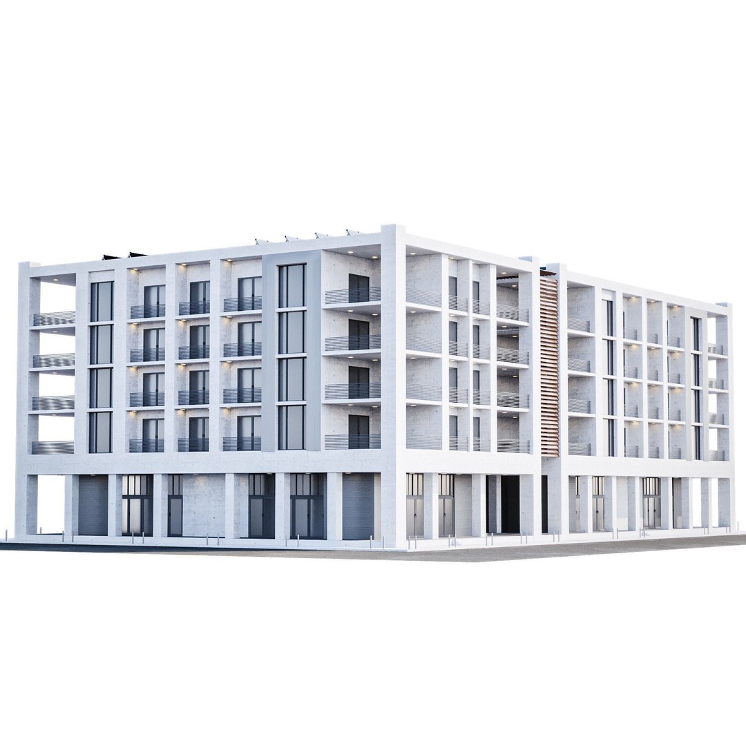 Apartment Building 3D Model – High Poly PBR Asset, FBX & Blender - View 3