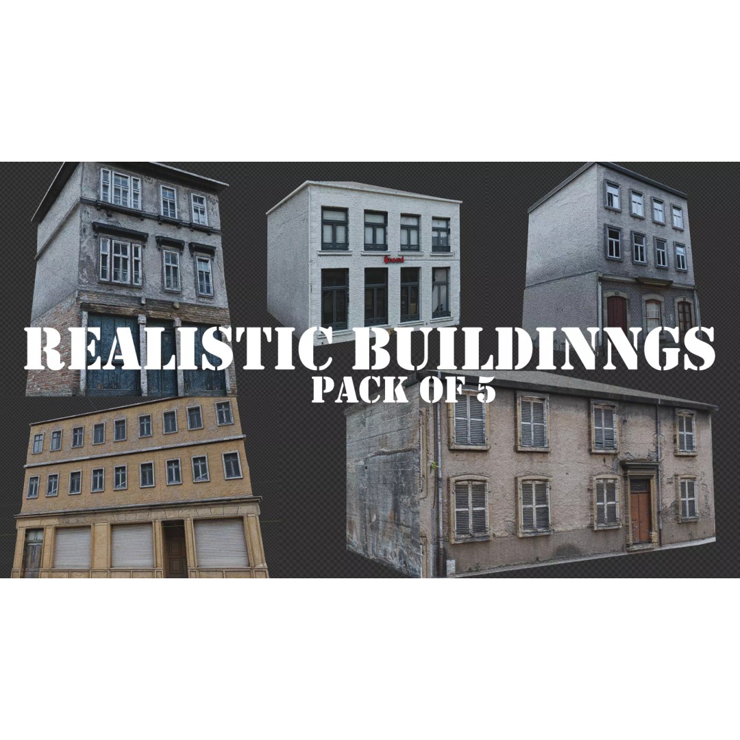 Old Buildings 3D Model – Low Poly Game-Ready Pack, FBX, OBJ, Blender - View 2